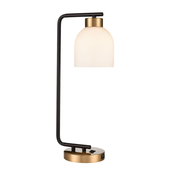 Paxford Black and Aged Brass One-Light Desk Lamp, image 1