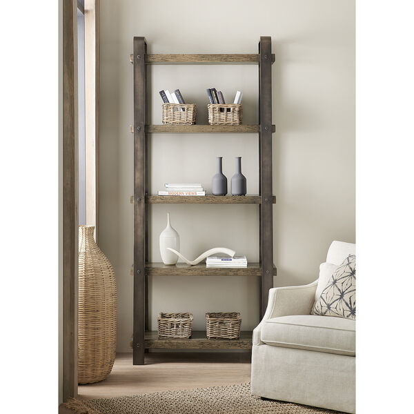 Crafted Dark Wood Ladder Bookcase, image 2