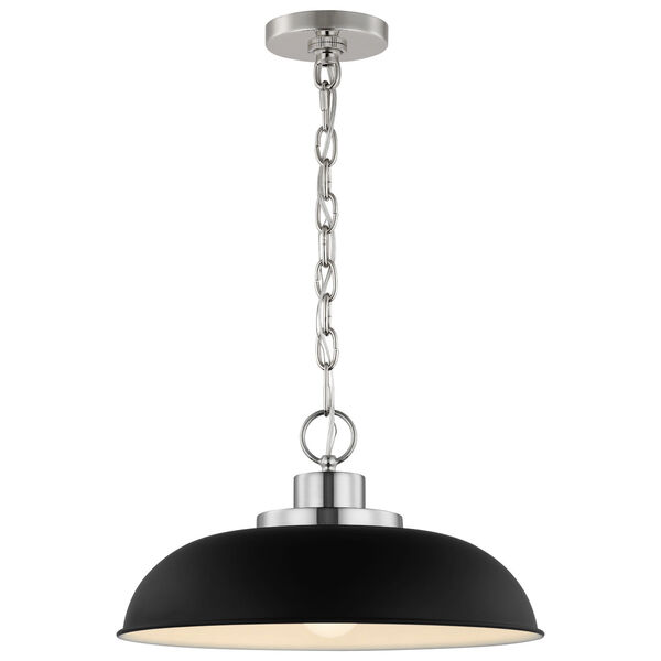 Colony Matte Black and Polished Nickel 15-Inch One-Light Pendant, image 2