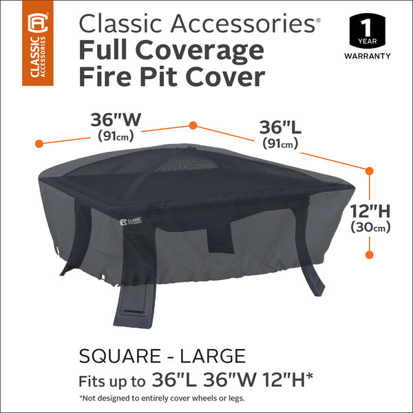 Poplar Black Large Full Coverage Square Fire Pit Cover, image 3