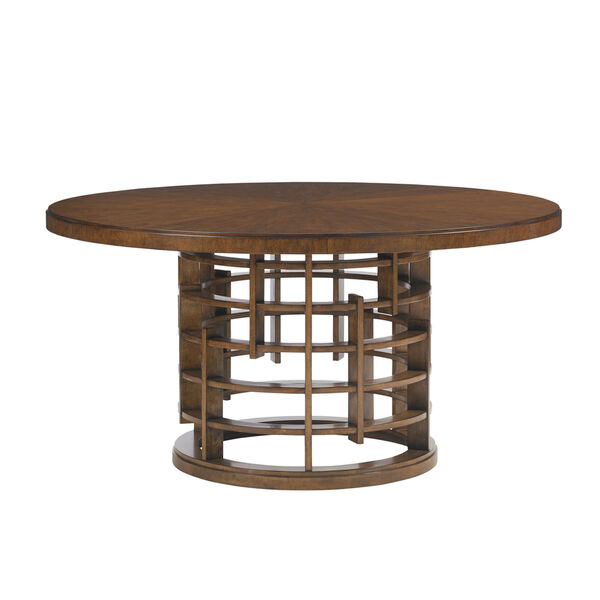 Island Fusion Brown Meridien Round Dining Table with Wooden Top, image 1