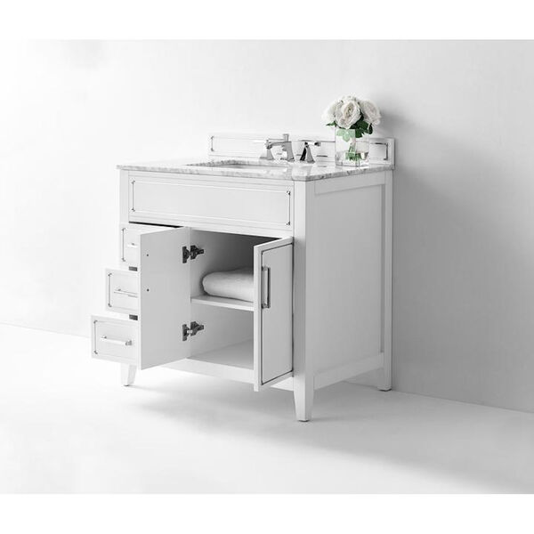 Aspen White 36-Inch Bath Vanity Set with Italian Carrara White Marble, image 4