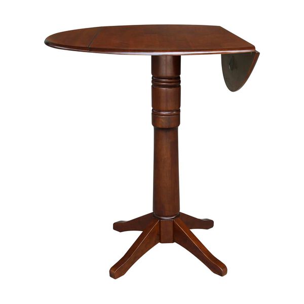Espresso 42-Inch Round Dual Drop Leaf Pedestal Dining Table, image 2