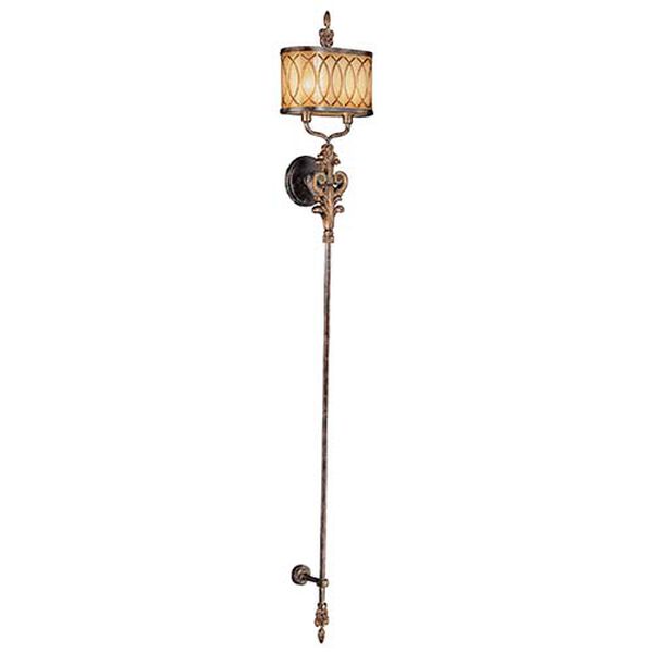 Terraza Villa Aged Patina and Gold Leaf Accent Two-Light Wall Torchiere, image 1