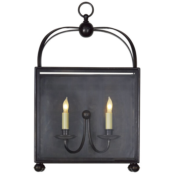 Arch Top Large Rectangular Wall Lantern in Bronze by Chapman and Myers, image 1