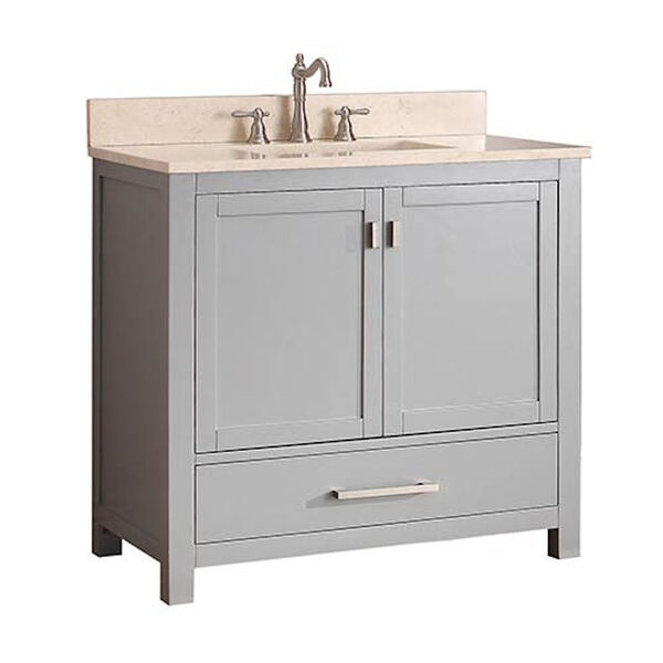 Modero Chilled Gray 36-Inch Vanity Combo with Galala Beige Marble Top, image 1