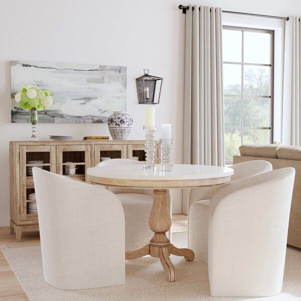 Danielle Sandalwood Beige 44-Inch Round Pedestal Marble Dining Table, image 2
