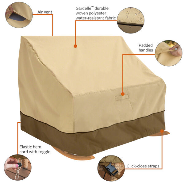 Ash Beige and Brown Patio Rocking Chair Cover, image 2