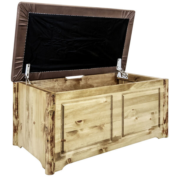 Glacier Country Stain and Lacquer Blanket Chest with Saddle Upholstery, image 4