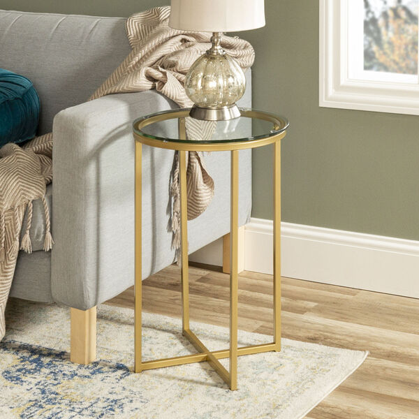 Alissa Gold Metal X-Leg Side Table, Set of Two, image 1