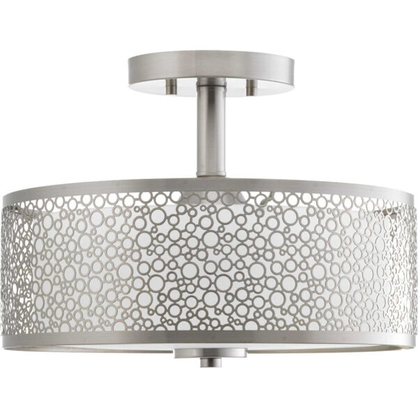 Mingle Brushed Nickel LED 14 x 10.5-Inch Inch One-Light Flush Mount with Etched Parchment Shade, image 2