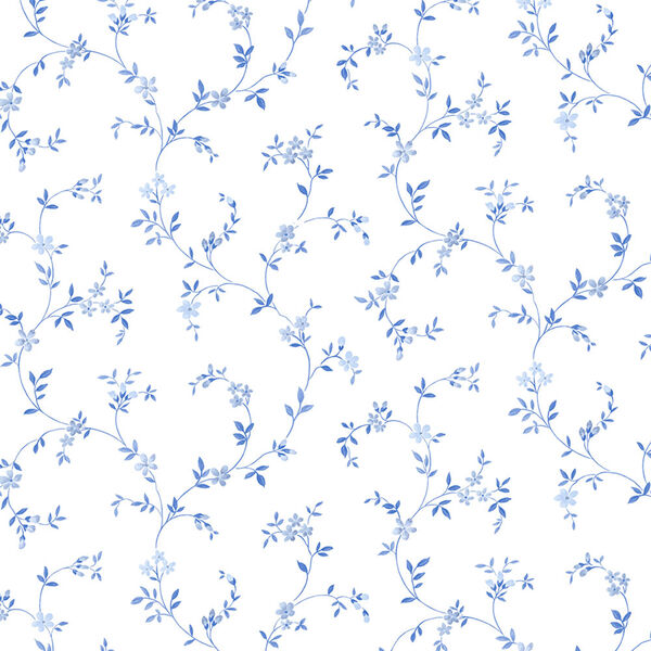 Seed Trail Blue Floral Wallpaper, image 1