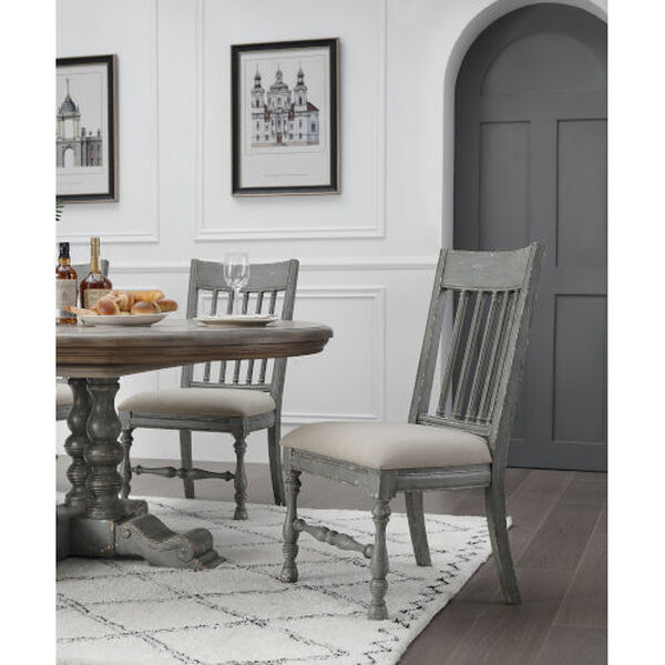 Weston Blue Gray and Cream Upholstered Dining Chair, Set of 2, image 4