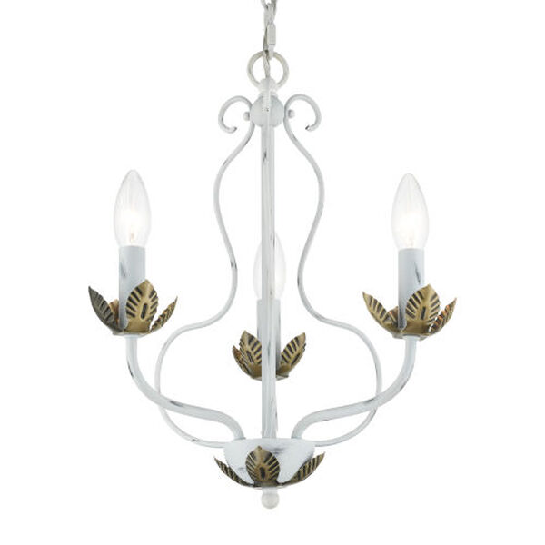 Katarina Antique White with Antique Brass Accents Three-Light Chandelier, image 4