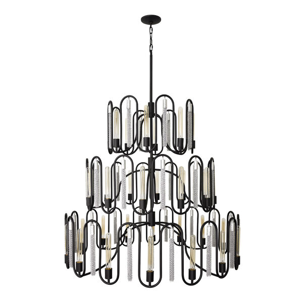 Darden Matte Black and Painted Chrome 36-Light 3 Tier Chandelier, image 2
