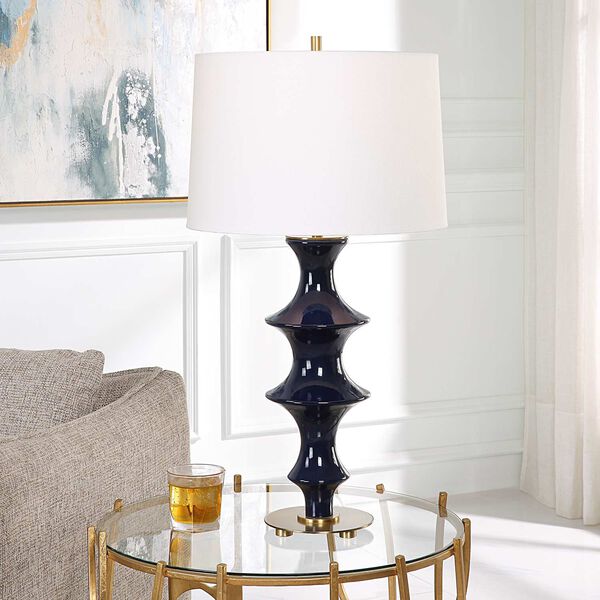 Coil Rich Cobalt Blue and White Table Lamp, image 2