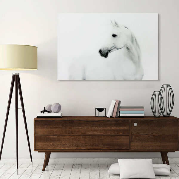 Blanco Stallion Horse Frameless Free Floating Tempered Glass Graphic Wall Art, image 1