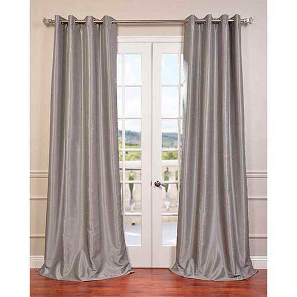 Silver 96 x 50-Inch Vintage Textured Grommet Blackout Curtain Single Panel, image 1