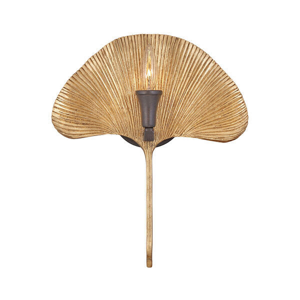 Cera Museum Bronze with Cleopatra Gold Ginko Leaf One-Light Wall Sconce, image 5
