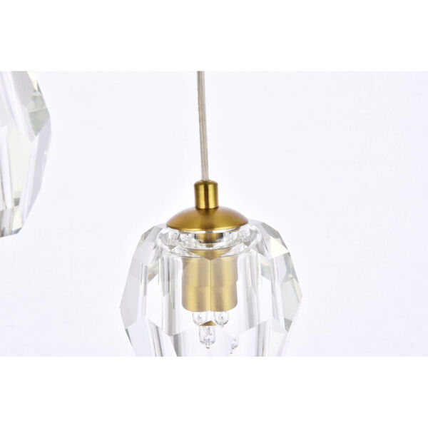 Eren Gold 12-Inch Five-Light Pendant with Royal Cut Clear Crystal, image 5