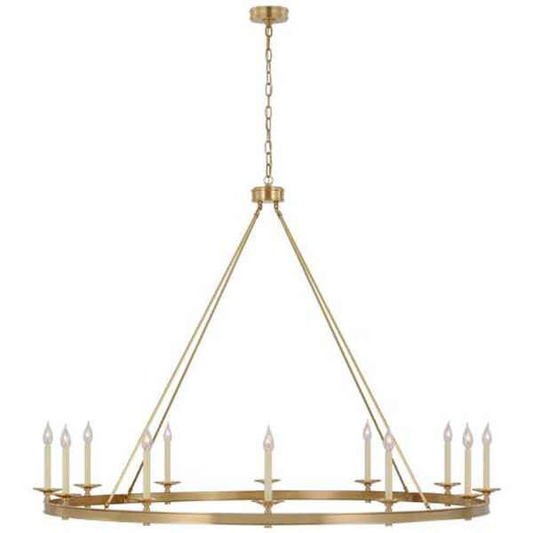 Launceton Burnished Brass 12-Light Oversized Ring Chandelier by Chapman and Myers, image 1