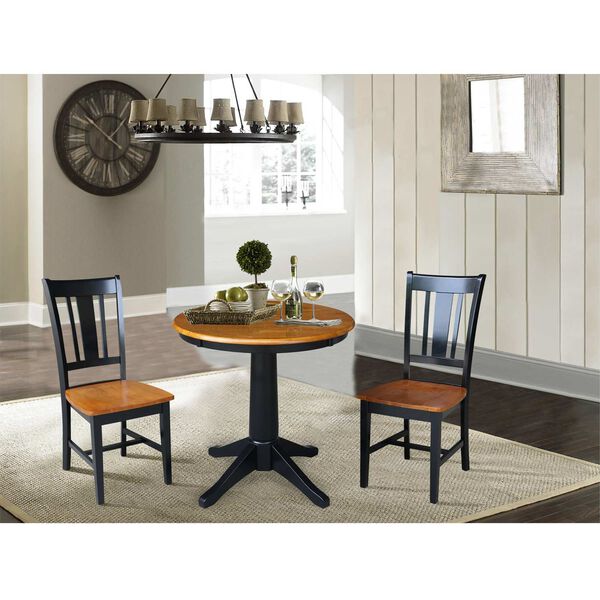 Black and Cherry 29-Inch High Round Pedestal Table with Chairs, 3-Piece, image 2