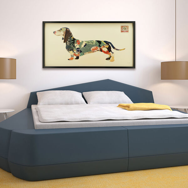Black Framed  Dachshund Dimensional Collage Graphic Glass Wall Art, image 1