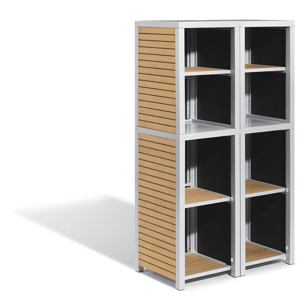 Travira Tekwood Natural 4-Piece Modular Valet Shelves Bases with Hutch Set, image 1
