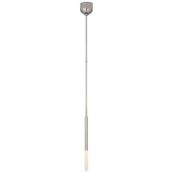 Rousseau Single Pendant in Polished Nickel with Etched Crystal by Kelly Wearstler, image 1