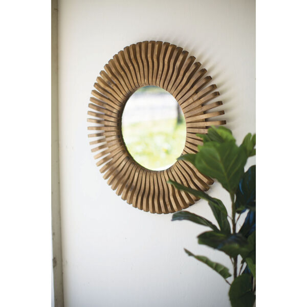 Natural Wood 2-Inch Round Wooden Mirror, image 1