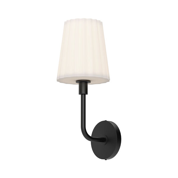 Plisse Matte Black One-Light Wall Sconce with Opal Glass, image 1