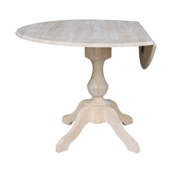Gray and Beige 30-Inch Round Pedestal Dual Drop Leaf Table, image 2