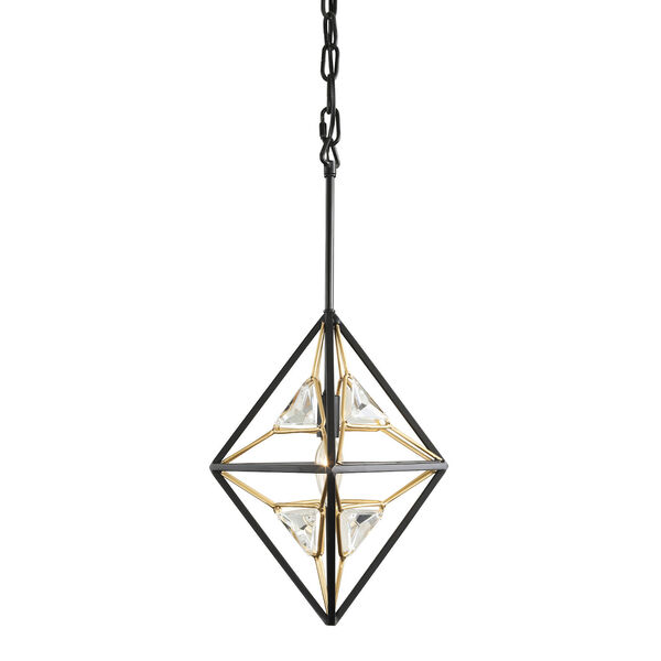 Marcia Matte Black and French Gold One-Light Pendant, image 3