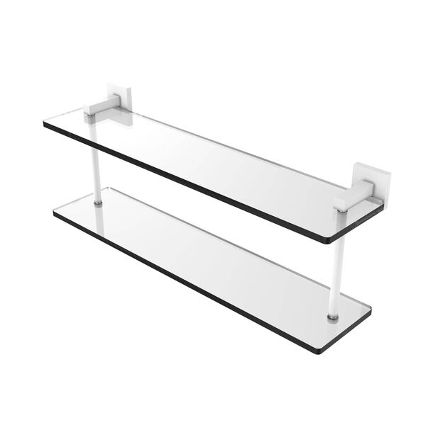 Montero Matte White 22-Inch Two Tiered Glass Shelf, image 1