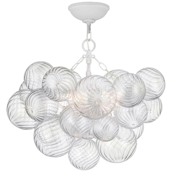Talia Small Semi-Flush Mount in Plaster White and Clear Swirled Glass by Julie Neill, image 1