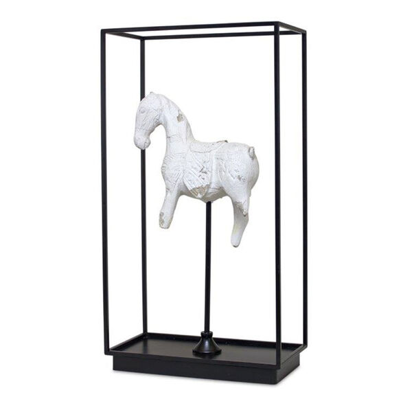 White Iron Resin Horse Salvage Framed Decorative Object, image 1
