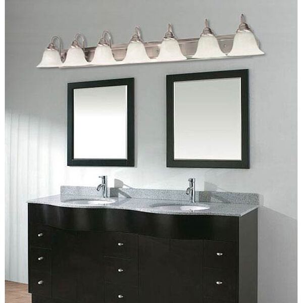 Ballerina Brushed Nickel Seven-Light Bath Fixture with Frosted White Glass, image 2