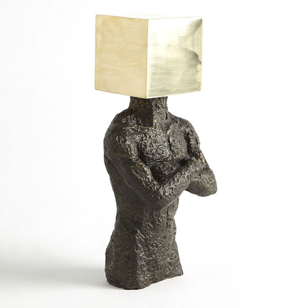 Brass and Bronze Cube Hero Figurine, image 6