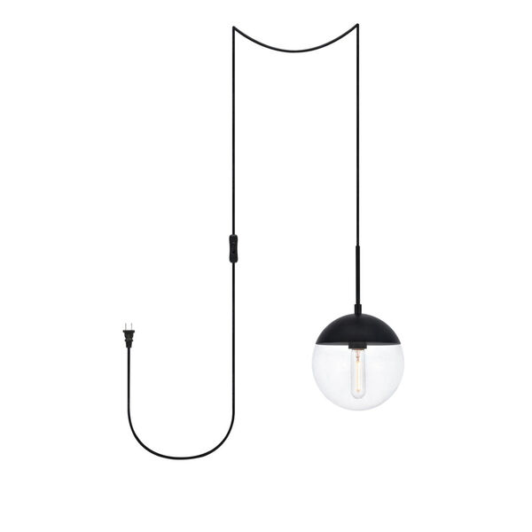 Eclipse Black and Clear Eight-Inch One-Light Plug-In Pendant, image 1
