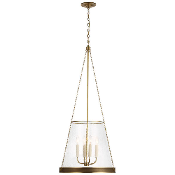 Reese 18-Inch Pendant in Soft Brass with Clear Restoration Glass by Marie Flanigan, image 1