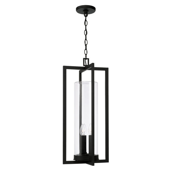 Kent Black Three-Light Outdoor Hanging Light with Clear Glass, image 1
