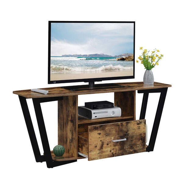 Graystone Barnwood and Black One Drawer TV Stand with Shelves, image 4
