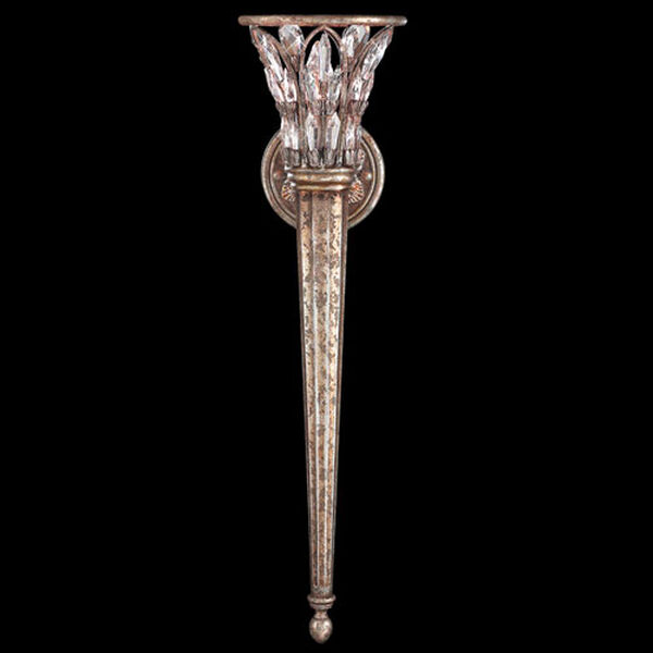 Winter Palace One-Light Wall Sconce in Warm Antiqued Silver Finish with Brilliant Icicle Lead Crystals, image 1