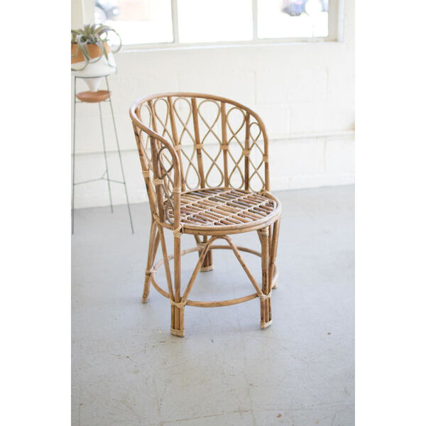 Rattan Wood Barrel Shaped Bamboo Chair, image 1