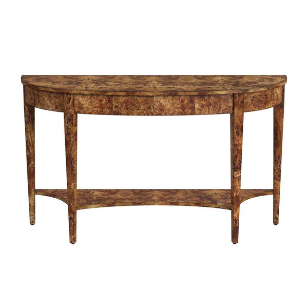 Astor Traditional Burl Demilune Console Table, image 3