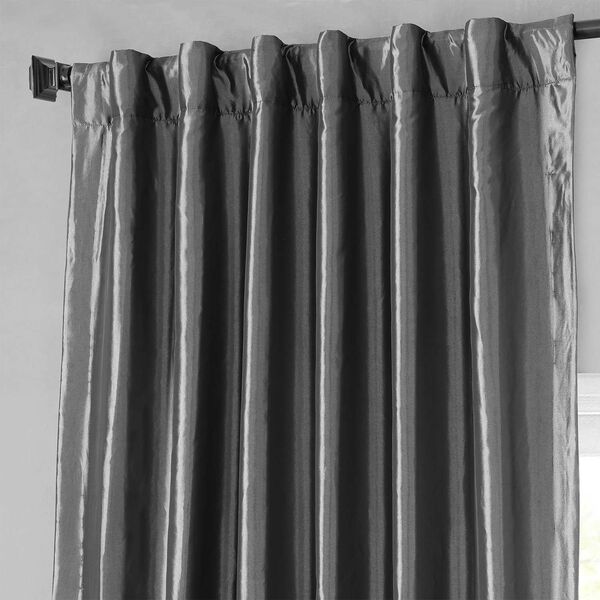 Graphite Faux Silk Taffeta Single Panel Curtain 50 x 120, image 5