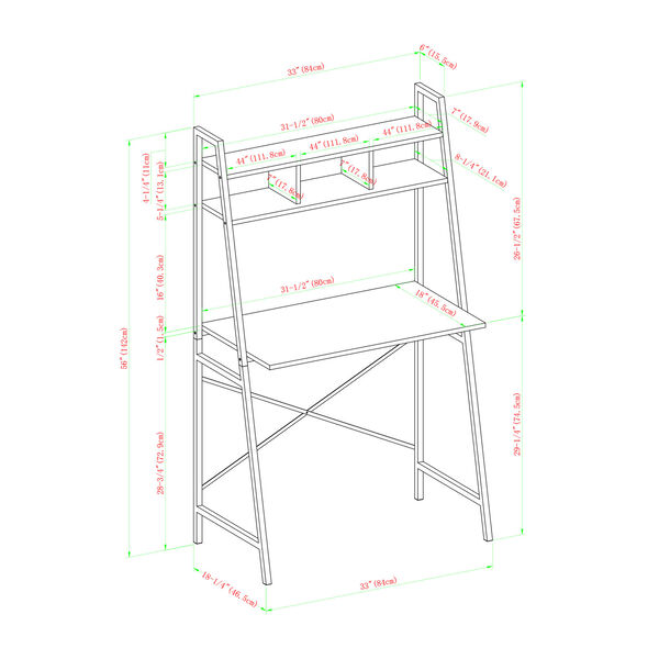 Mini Arlo Gray and Black Ladder Desk with Storage, image 6