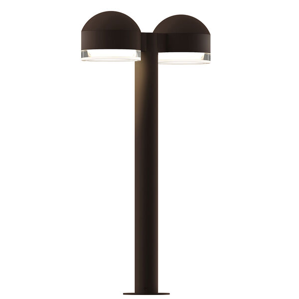 Inside-Out REALS Textured Bronze 22-Inch LED Double Bollard with Cylinder Lens and Dome Cap with Clear Lens, image 1