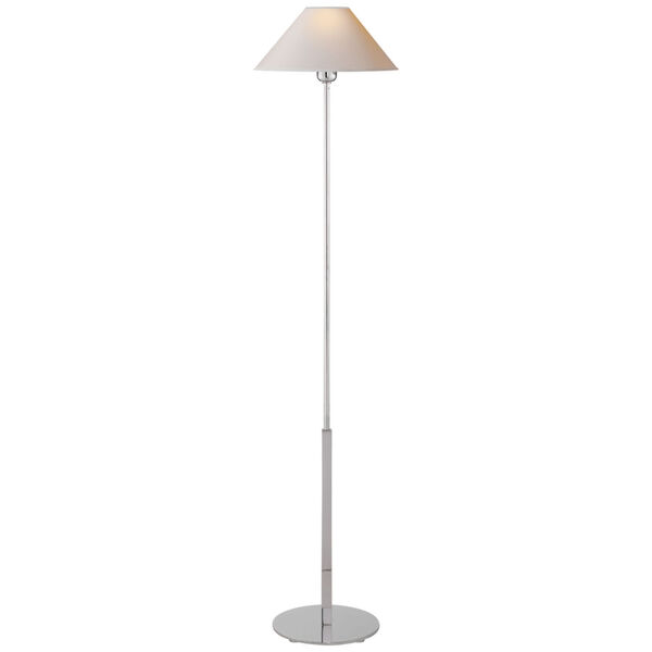 Hackney Floor Lamp in Polished Nickel with Natural Paper Shade by J. Randall Powers, image 1