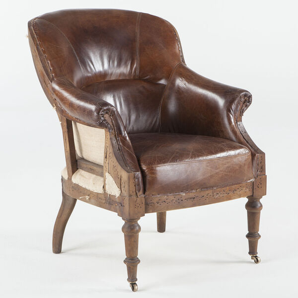 Distressed Tobacco Leather Deconstructed Club Chair, image 1